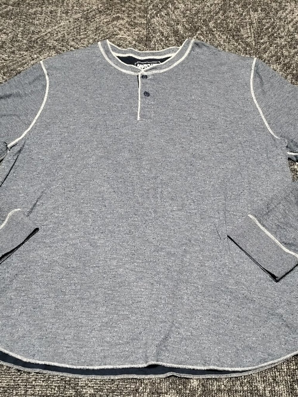American Eagle Henley Shirt Men's XXL Heather Blue super soft Long Sleeve NWOT